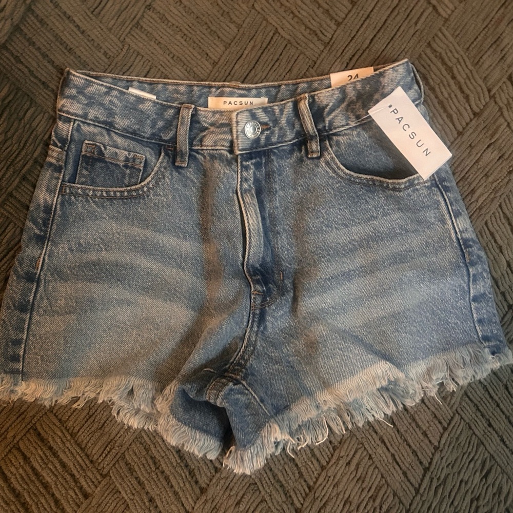 PacSun Women's Light Blue Frayed Denim Shorts